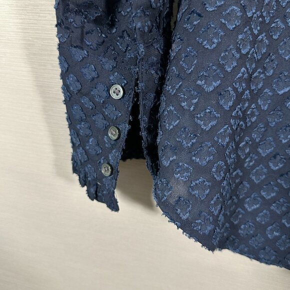 Banana Republic Blouse Womens XS Dillon Classic Fit Navy Blue Hidden Buttons - Picture 3 of 9